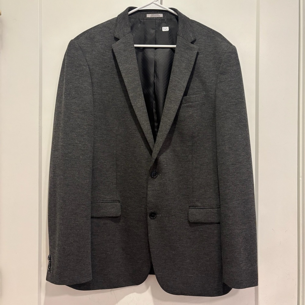 Express Photographer Charcoal Grey Wool Blend Two Button Blazer Jacket Textured